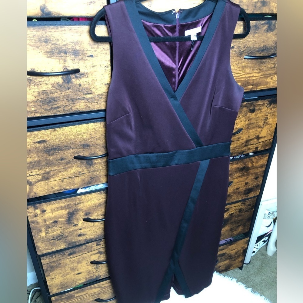 New York & Company Plum and Black Midi Dress - Picture 3 of 16